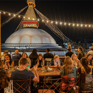 Social dinner before trekking in Nepal