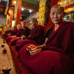Monks in a monastery in Nepal