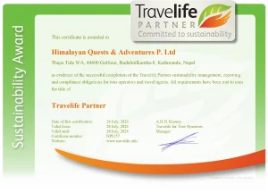 Travelife Partnership Certificate